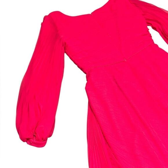 🔥 VINTAGE ICONIC Hollywood WILLIAM TRAVILLA fuchsia long sleeve chiffon gown sz8 - Picture 6 of 12